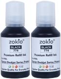 ZOKIO Ink For Epson Eco Tank T774 -Pack of 2 M100 / M105 / M200 / M205 / L655 / L1450 Black - Twin Pack Ink Bottle