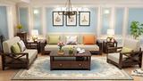 saamenia furnitures Solid Sheesham Wood Six Seater Sofa Set With Center Table For Living Room Fabric 3 + 2 + 1 Sofa Set (Natural Brown Finish, DIY(Do-It-Yourself))