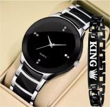 M John's MJ - 02 COMBO OF 2 ANALOG ROUND DIAL SILVER BLACK & KING PRINTED KING BRACELET BEST WRIST WATCH FOR MEN Analog Watch  - For Men