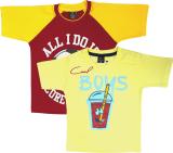 Oye Kiddie Boys & Girls Graphic Print Cotton Blend Regular T Shirt (Multicolor, Pack of 2)