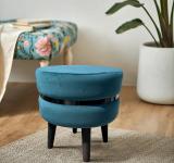 Homeaccex Solid Wood Pouf (Finish Color - Blue, Pre Assembled)