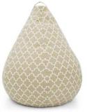 STYLE HOMEZ XXL PREMIO, 100% Cotton Canvas Classic Bean Bag, Moroccan Lattice Beige Color Teardrop Bean Bag  With Bean Filling (Beige)