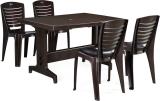 Nilkamal Ultima Plastic 4 Seater Dining Set (Finish Color -Weather Brown, Knock Down)