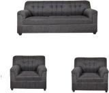 sstraders Fabric 3 + 1 + 1 Sofa Set (Black, Pre-assembled)