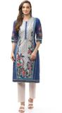 BIBA Women Printed Straight Kurta (Blue)