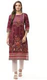 BIBA Women Printed Straight Kurta (Purple)