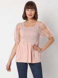 VERO MODA Casual Self Design Women Pink Top