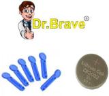 Dr.Brave CR-2032 Lithium Cell With 50 Round Blood Lancet for Dr Morepen BG03 (50) Glucometer Lancets (50)