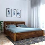 BRIGHTWOOD Solid Wood Sheesham Wood King Size Double Bed For Living Room, Bedroom Solid Wood King Box Bed (Finish Color - Natural, Delivery Condition - DIY(Do-It-Yourself))