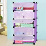 Hemovia 5-Door 5-Shelf Plastic Collapsible PC Collapsible Wardrobe (Finish Color - 5-Purple, DIY(Do-It-Yourself))