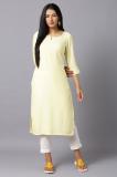 Aurelia Women Solid Straight Kurta (Yellow)