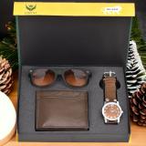 LORENZ Watch, Sunglass & Wallet Combo (Brown)