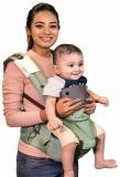 POLKA TOTS 6 in 1 Ergonomic Kangaroo Waist Belt with Detachable Hip Seat Baby Carrier (Green, Front Carry facing in)