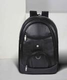 Romofy Casual Vegan Leather Office College Laptop Shoulder Business Unisex Backpack 35 L Laptop Backpack (Black)