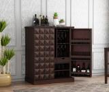 Allie Wood Rosewood (Sheesham) Solid Wood Bar Cabinet (Finish Color - Walnut Finish, Pre-assembled)