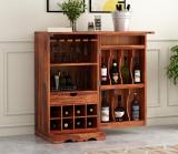 Allie Wood Diamond Solid Wood Bar Cabinet (Finish Color - Honey Finsih, Pre-assembled)