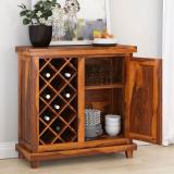 Cherry Wood Rosewood (Sheesham) Solid Wood Bar Cabinet (Finish Color - Teak Finish, Pre-assembled)