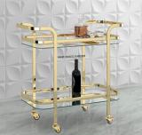 Rare Objects 2-Tier Rectangular Bar Trolley with Clear Glass Metal Bar Trolley (Finish Color - PVD, Pre-assembled)