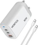 mobitics GaN 6 A Wall Charger for Mobile with Detachable Cable (White)