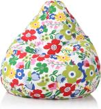 STYLE HOMEZ XXL Classic Cotton Canvas Floral Printed Teardrop Bean Bag  With Bean Filling (Multicolor)