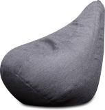 TXOR XXL ORGANIX Collection, Organic Jute Fabric Grey Color, Classic Teardrop Bean Bag  With Bean Filling (Grey)