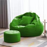 GIGLICK XXXL Faux Leather Leatherette Bean Bag with Footrest and Cushion Filled with Beans Bean Bag Chair  With Bean Filling (Green)