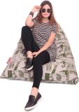 STYLE HOMEZ XXL Pyramid Cotton Canvas Abstract Printed Lounger Bean Bag  With Bean Filling (Multicolor)