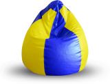 STYLE HOMEZ XL Premium Leatherette Classic Blue Yellow Color Teardrop Bean Bag  With Bean Filling (Blue, Yellow)