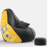 ComfyBean 5XL Premium, Designer - Printed - Looney Tunes Theme-Looney-Tunes-LT-2-BLK Teardrop Bean Bag  With Bean Filling (Multicolor)