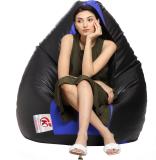 AVVANTO XXXL Super Lama Artificial Leather Teardrop Bean Bag Filled With 2.5 Kg Beans Teardrop Bean Bag  With Bean Filling (Black, Blue)