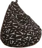 STYLE HOMEZ XXXL Classic Cotton Canvas Bean Bag Filled Teardrop Bean Bag  With Bean Filling (Black)