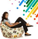 STYLE HOMEZ XXL Classic Cotton Canvas Abstract Printed Fillers Teardrop Bean Bag  With Bean Filling (Multicolor)