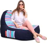 STYLE HOMEZ XXL Urban Design Denim Canvas Stripes Printed Lounger Bean Bag  With Bean Filling (Multicolor)