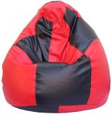 Beanskart XXXL (Filled ) Teardrop Bean Bag  With Bean Filling (Red, Black)