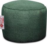 STYLE HOMEZ Large ORGANIX Collection, Organic Jute Fabric Round Ottoman Bean Bag Footstool  With Bean Filling (Green)