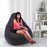 ComfyBean XL Diagio - Premium Bean Bags Teardrop Bean Bag  With Bean Filling (Black, Indigo)