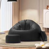 ComfyBean 4XL Premium, Designer - RelaxSofa Nest With Free Cushion and Puffy-Black Teardrop Bean Bag  With Bean Filling (Black)