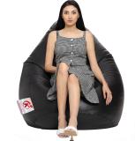 AVVANTO XXXL Super Lama Artificial Leather Teardrop Bean Bag Filled With 2.5 Kg Beans Teardrop Bean Bag  With Bean Filling (Black)