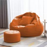 GTK 4XL 4XL Bean Bag with Footrest & Cushion Ready to Use with Beans (Orange - 4XL) Teardrop Bean Bag  With Bean Filling (Orange)