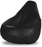 SHOP 24 CARE XXL faux leather bean bag filled with beans XXl size black Bean Bag Chair (Black)