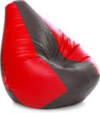 STYLE HOMEZ XXXL Premium Leatherette Classic Brown Red Color Teardrop Bean Bag  With Bean Filling (Brown, Red)