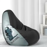 Beannie 4XL Printed Teardrop Bean Bag  With Bean Filling (Black, Grey)