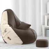 Beannie 4XL Premium, Designer - Brewed Bliss Theme-e=mc2 Brown Cream - Printed Teardrop Bean Bag  With Bean Filling (Multicolor)