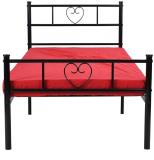 Vibrant Interior Heart (6x3) Metal Single Bed (Finish Color - BLACK, Delivery Condition - Knock Down)