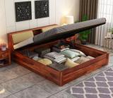 AMBICA WOODMART Sheesham Wood king Size Bed king Size Bed With Hydrulic Storage king Size cot Solid Wood King Hydraulic Bed (Finish Color - Honey Finish 8, Delivery Condition - DIY(Do-It-Yourself))