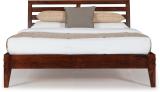 Durian Fern King Bed Solid Wood King Bed (Finish Color - Brown, Delivery Condition - Knock Down)