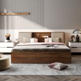 Wakefit Orion Engineered Wood King Bed (Finish Color - Bed (Columbian Walnut), Upholstery (Omega Pearl), Delivery Condition - Knock Down)