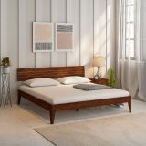 Wakeup India Pully Low Sheesham without Storage Solid Wood King Bed (Finish Color - Light Rosewood, Delivery Condition - DIY(Do-It-Yourself))