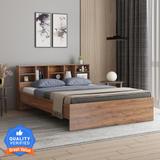 A GLOBIA CREATIONS Nexon Engineered Wood King Bed (Finish Color - Natural Teak, Delivery Condition - Knock Down)