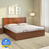 Nilkamal Electra Prime with 3/4 Hydraulic Storage | 1 Year Warranty Engineered Wood King Hydraulic Bed (Finish Color - Walnut, Delivery Condition - Knock Down)